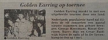 Golden Earring May 1980 tour announcement